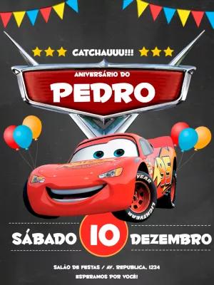 Convite de Aniversário Carros Disney para Editar Online