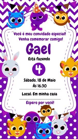 Convite Aniversário Bolofofos com Personagens para Editar Online