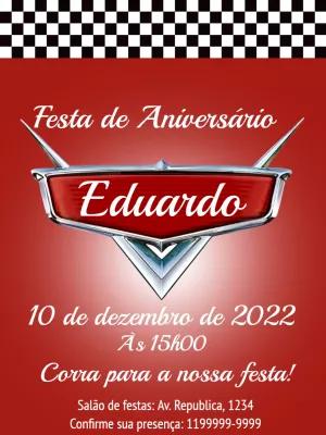 Convite de Aniversário Carros Disney Emblema Icônico para Editar