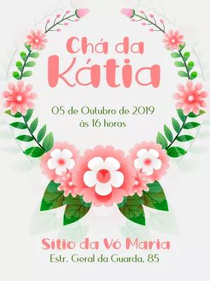 Convite Chá de Panela Floral Delicado para Editar Online