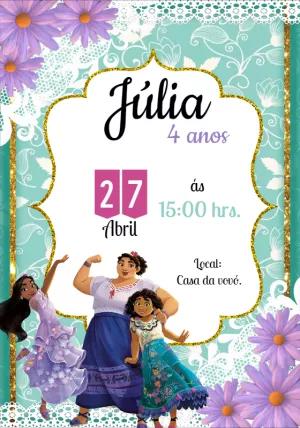 Convite Aniversário Encanto com Personagens para Editar Online