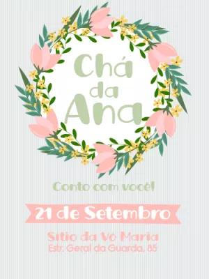 Convite Chá de Panela Floral com Guirlanda para Editar Online