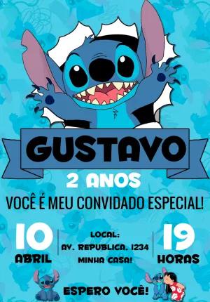Convite de Aniversário Lilo & Stitch para Editar Online