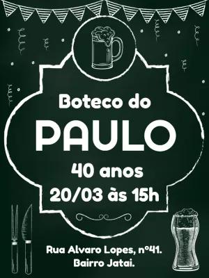 Convite Aniversário Boteco Quadro Negro para Editar Online