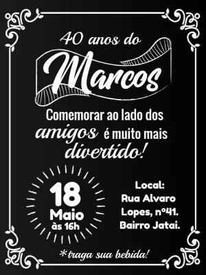 Convite Aniversário Masculino Quadro Negro para Editar Online