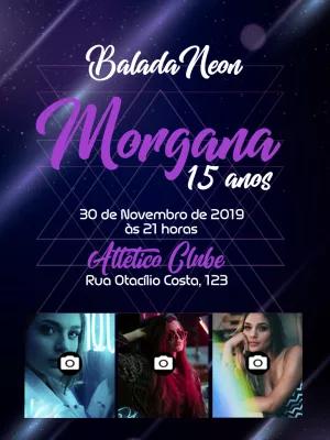Convite de Aniversário Neon com Fotos para Editar Online
