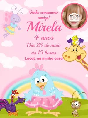 Convite Aniversário Galinha Pintadinha Candy com Foto para Editar