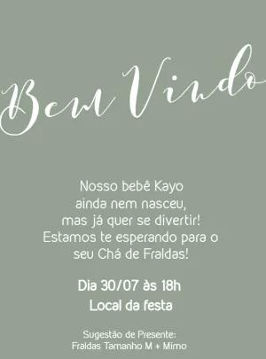 Convite Chá de Bebê Minimalista Verde para Editar Online