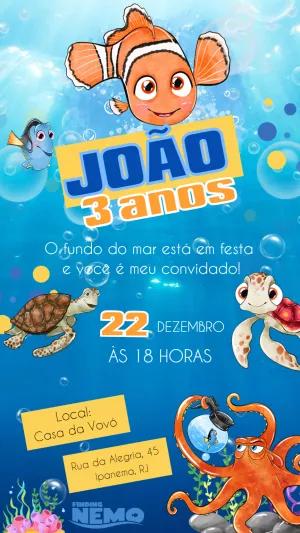 Convite de Aniversário Procurando Nemo para Editar Online