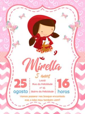 Convite Aniversário Chapeuzinho Vermelho para Editar Online