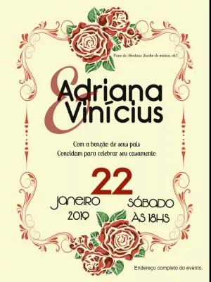 Convite de Casamento Floral Vintage para Editar Online
