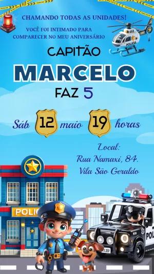 Convite de Aniversário Policial para Editar Online