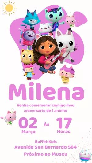 Convite de Aniversário Casa Mágica da Gabby para Editar Online