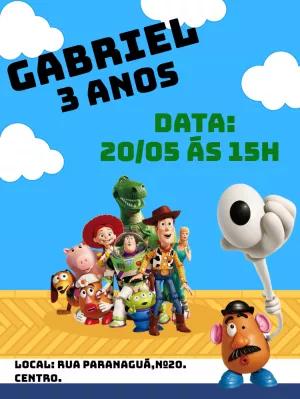 Convite de Aniversário Toy Story com Personagens para Editar