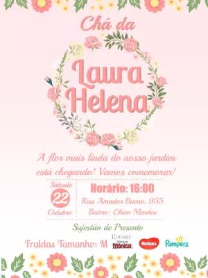 Convite Chá de Bebê Menina Floral Delicado para Editar