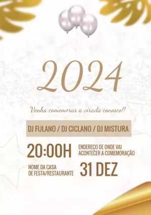 Convite de Ano Novo Elegante Dourado para Editar Online