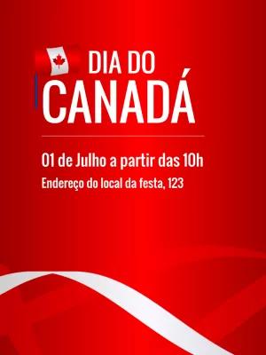 Convite Dia do Canadá com Bandeira para Editar Online