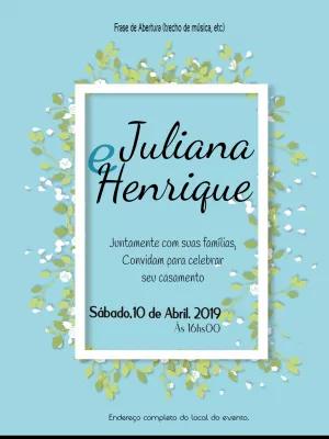 Convite de Casamento Floral com Ramos Verdes para Editar