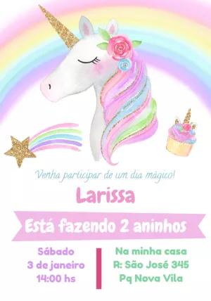 Convite Aniversário Unicórnio Mágico para Editar Online