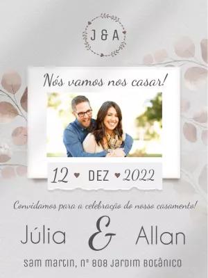 Convite de Casamento com Foto para Editar Online