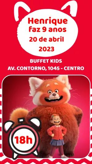 Convite Aniversário Red: Crescer é uma Fera para Editar Online