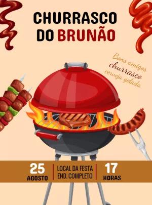 Convite de Aniversário Churrasco com Grelha para Editar Online