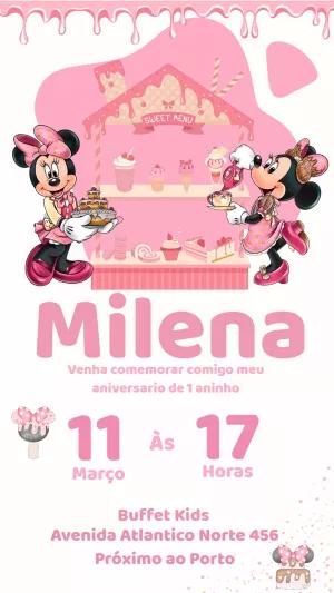 Convite Aniversário Minnie Confeiteira para Editar Online