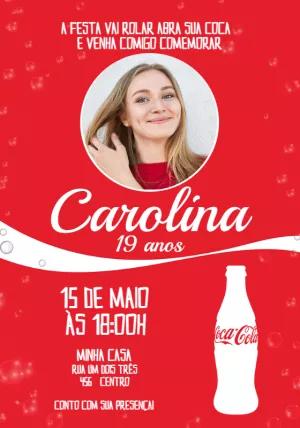 Convite Aniversário Coca Cola com Foto para Editar Online