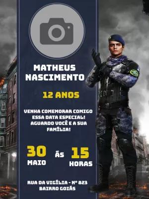 Convite de Aniversário Free Fire com Foto para Editar Online