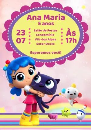 Convite Aniversário Vera e o Reino do Arco Íris para Editar