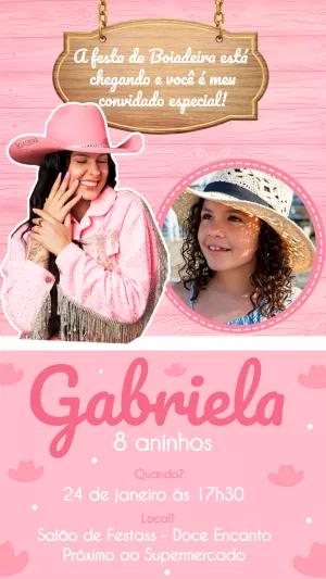 Convite Aniversário Boiadeira com Foto para Editar Online