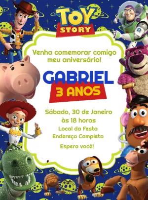Convite de Aniversário Toy Story com Personagens para Editar