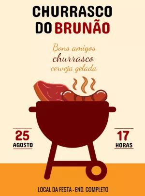 Convite de Aniversário Churrasco Moderno para Editar Online