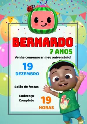 Convite de Aniversário Cody Cocomelon para Editar Online