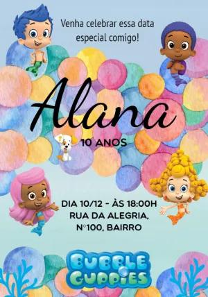 Convite Aniversário Bubble Guppies para Editar Online