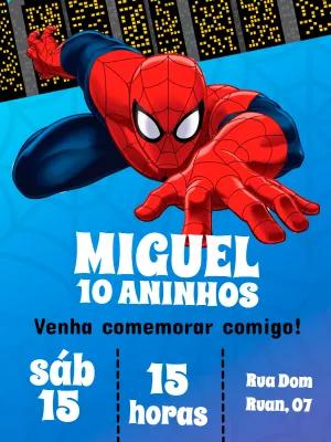Convite de Aniversário Homem Aranha para Editar Online