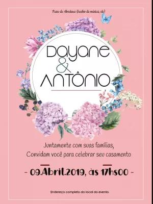 Convite de Casamento Floral com Hortênsias para Editar Online