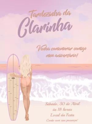 Convite de Aniversário Tardezinha Surfista para Editar Online