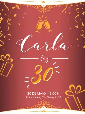 Convite de Aniversário Feminino Elegante para Editar Online