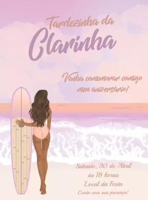Convite de Aniversário Tardezinha Surf Editável Online