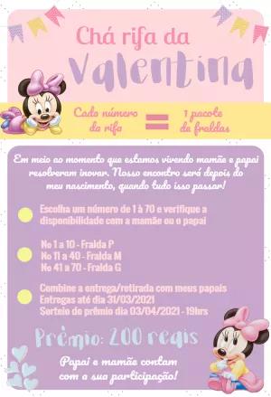 Convite Chá Rifa Minnie Baby para Editar Online e Imprimir