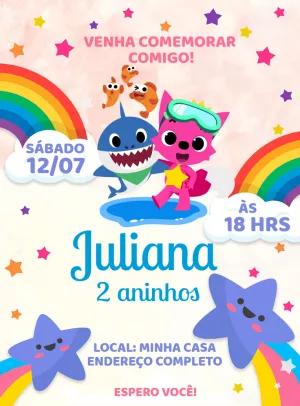 Convite de Aniversário Baby Shark para Editar Online