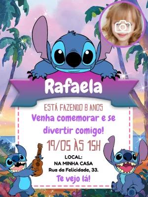 Convite de Aniversário Stitch com Foto para Editar Online