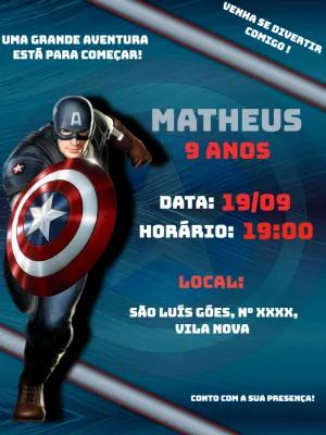 Convite de Aniversário Capitão América para Editar Online
