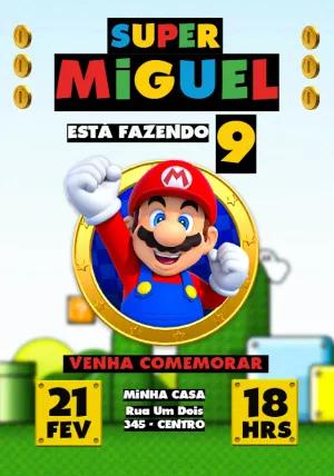 Convite de Aniversário Super Mario para Editar Online