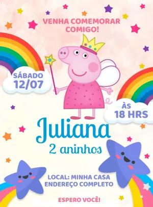 Convite de Aniversário Peppa Pig Fada para Editar Online