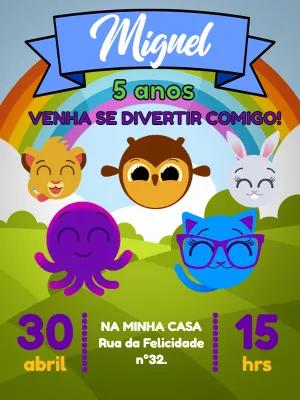 Convite Aniversário Bolofofos com Personagens para Editar Online