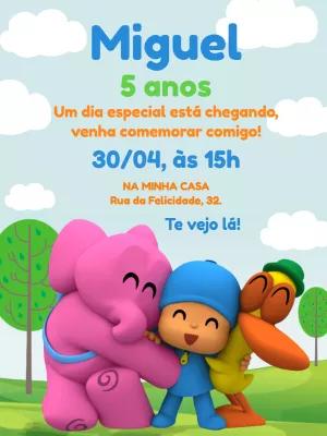 Convite de Aniversário Pocoyo para Editar Online