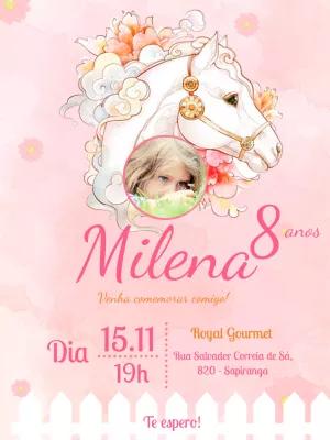Convite de Aniversário Cavalo com Foto para Editar Online