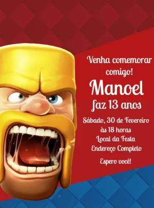 Convite de Aniversário Clash Royale com Personagens para Editar